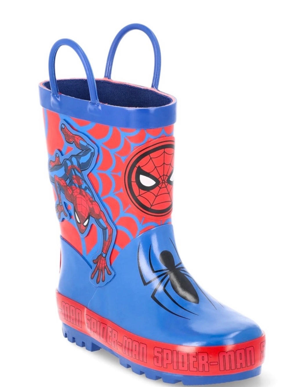 Marvel Spider-Man Blue and Red Kids Rain Boot with Spider Graphics